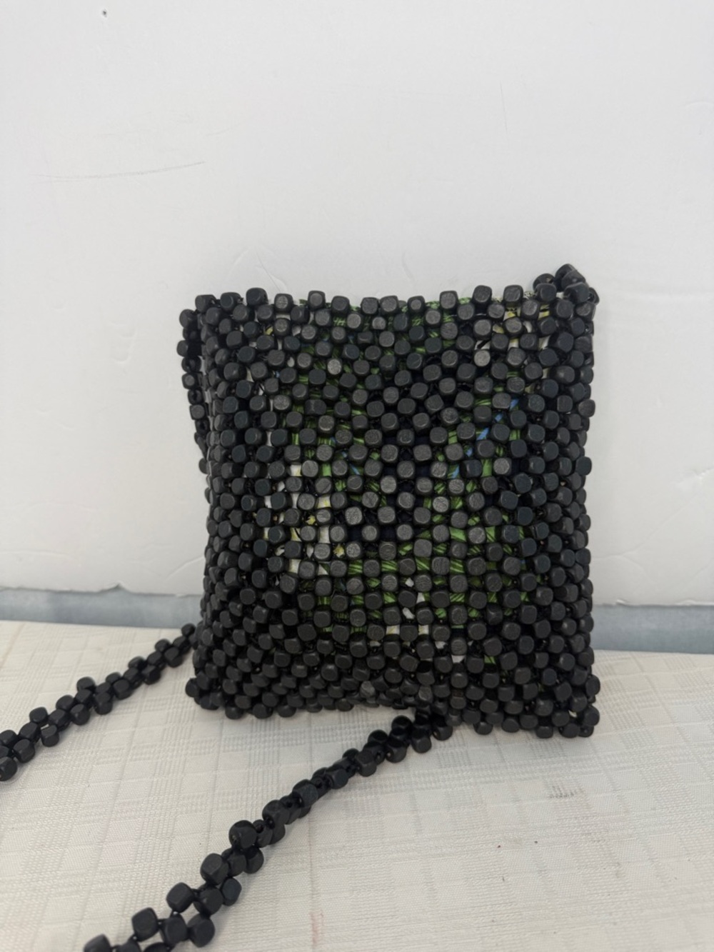 Black Beaded Crossbody Bag - Chic Evening Accessory